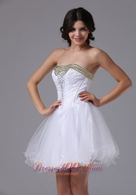 Strapless Prom Dress With Beading White