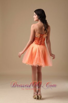 Sweetheart Mini-length Beading Prom Dress Orange Red