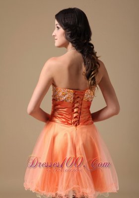 Sweetheart Mini-length Beading Prom Dress Orange Red