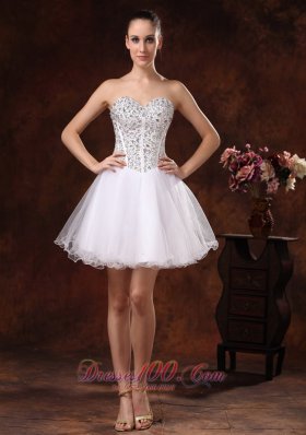 Strapless Beading White Homecoming Dress Mini-length