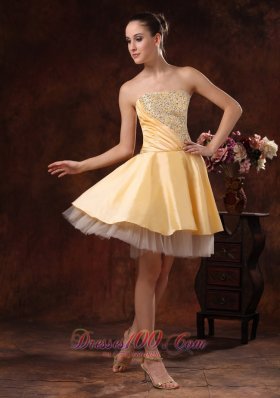 Gold Beaded Knee-length Homecoming Dress Custom Made