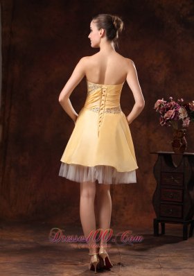 Gold Beaded Knee-length Homecoming Dress Custom Made