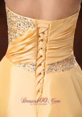 Gold Beaded Knee-length Homecoming Dress Custom Made