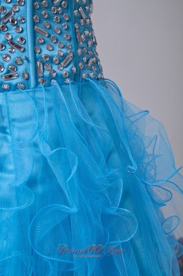 Baby Blue Strapless Homecoming Dress Organza Beading