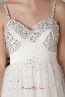 Straps Short Prom Homecoming Dress Chiffon Beading White