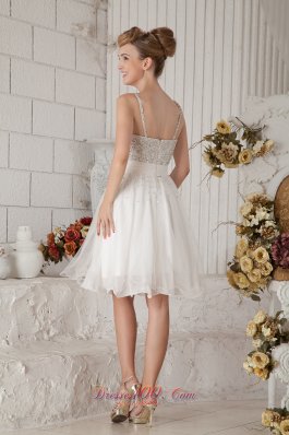 Straps Short Prom Homecoming Dress Chiffon Beading White