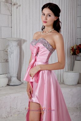 Beading Sweetheart Evening Dress High-low Rose Pink