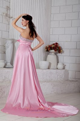 Beading Sweetheart Evening Dress High-low Rose Pink