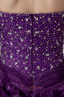 Purple High-low Sweetheart Beading Graduation Dress