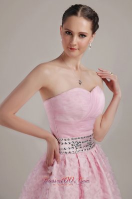 Knee-length Sweetheart Beading Organza Prom Party Dress