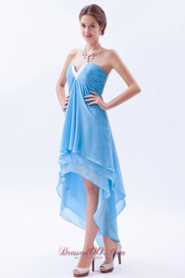 Layers Beading V-neck High-low Prom Dress