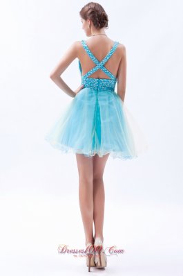 Organza SequinsV-neck Short Prom / Evening Dress