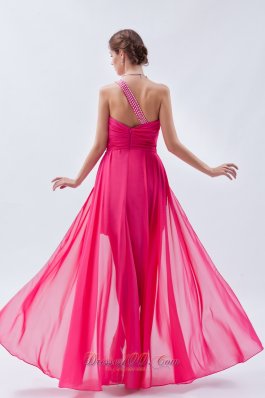 Sequin One Shoulder Hot Pink High-low Prom Dress