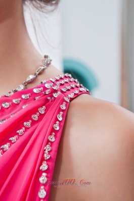 Sequin One Shoulder Hot Pink High-low Prom Dress