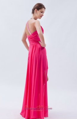 Sequin One Shoulder Hot Pink High-low Prom Dress