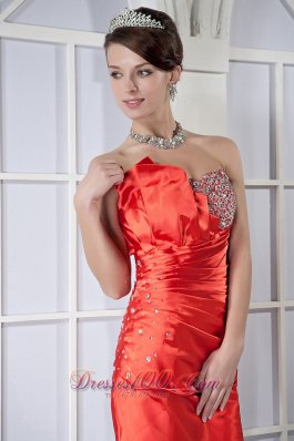 2013 Orange Red Dress for Prom Mini-length Beading