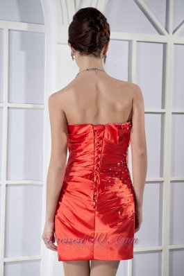 2013 Orange Red Dress for Prom Mini-length Beading