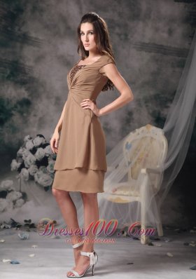 Brown Short Prom Homecoming Dress Mini-length Organza