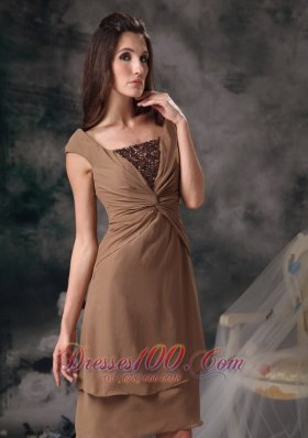 Brown Short Prom Homecoming Dress Mini-length Organza