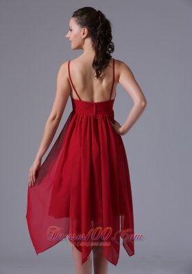 Red Spaghetti Homecoming Prom Dress Asymmetrical Skirt