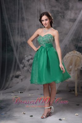 Lake Green Beading Prom Cocktail Dress Organza Sash