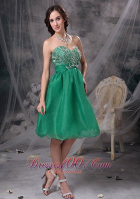 Lake Green Beading Prom Cocktail Dress Organza Sash