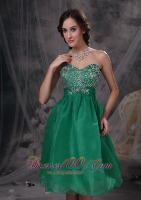 Lake Green Beading Prom Cocktail Dress Organza Sash