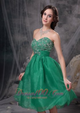 Lake Green Beading Prom Cocktail Dress Organza Sash