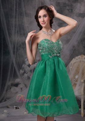 Lake Green Beading Prom Cocktail Dress Organza Sash