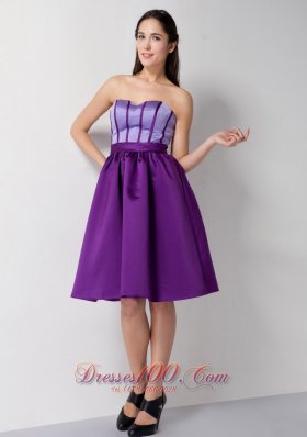 Eggplant Purple Knee Length Taffeta Cocktail Dress