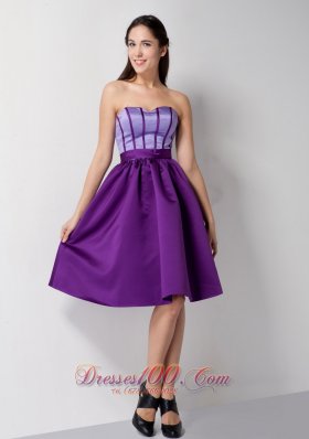 Eggplant Purple Knee Length Taffeta Cocktail Dress