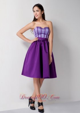 Eggplant Purple Knee Length Taffeta Cocktail Dress