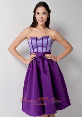 Eggplant Purple Knee Length Taffeta Cocktail Dress