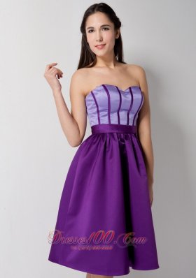 Eggplant Purple Knee Length Taffeta Cocktail Dress