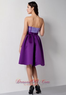 Eggplant Purple Knee Length Taffeta Cocktail Dress