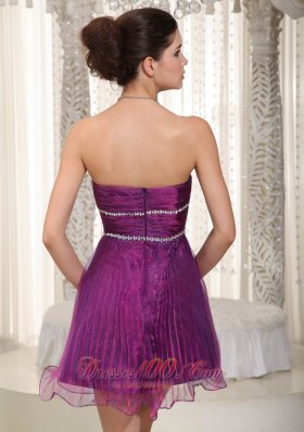 Purple Pleated Layered Prom Cocktail Dress Organza