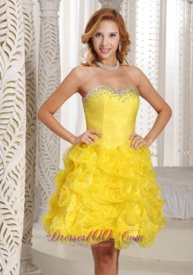 Winding Ruffles Prom / Cocktail Dress Beaded Bust