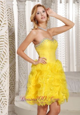 Winding Ruffles Prom / Cocktail Dress Beaded Bust