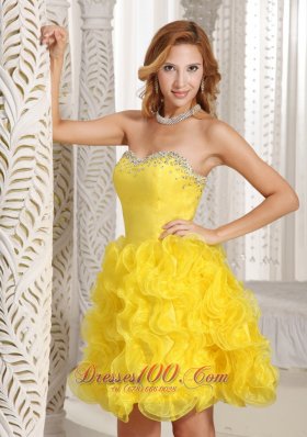 Winding Ruffles Prom / Cocktail Dress Beaded Bust