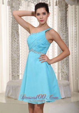 Asym One Shoulder Beading Prom Dress Aqua