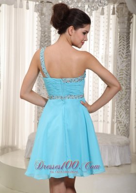 Asym One Shoulder Beading Prom Dress Aqua