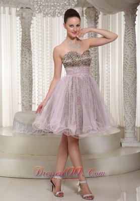 Leopard and Organza Prom Dress Knee-length