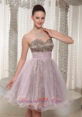 Leopard and Organza Prom Dress Knee-length