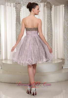 Leopard and Organza Prom Dress Knee-length