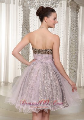 Leopard and Organza Prom Dress Knee-length