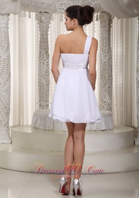 White Empire One Shoulder Mini-length Prom Dress