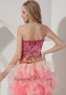 Two Tonal WatermelonCocktail Dress Beaded Bodice