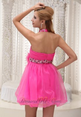 Beaded Halter Flower Prom / Cocktail Dress