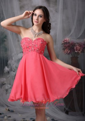 Cocktail Dress Coral Princess Beading Mini-length