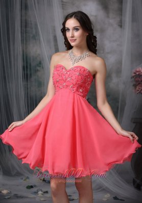 Cocktail Dress Coral Princess Beading Mini-length